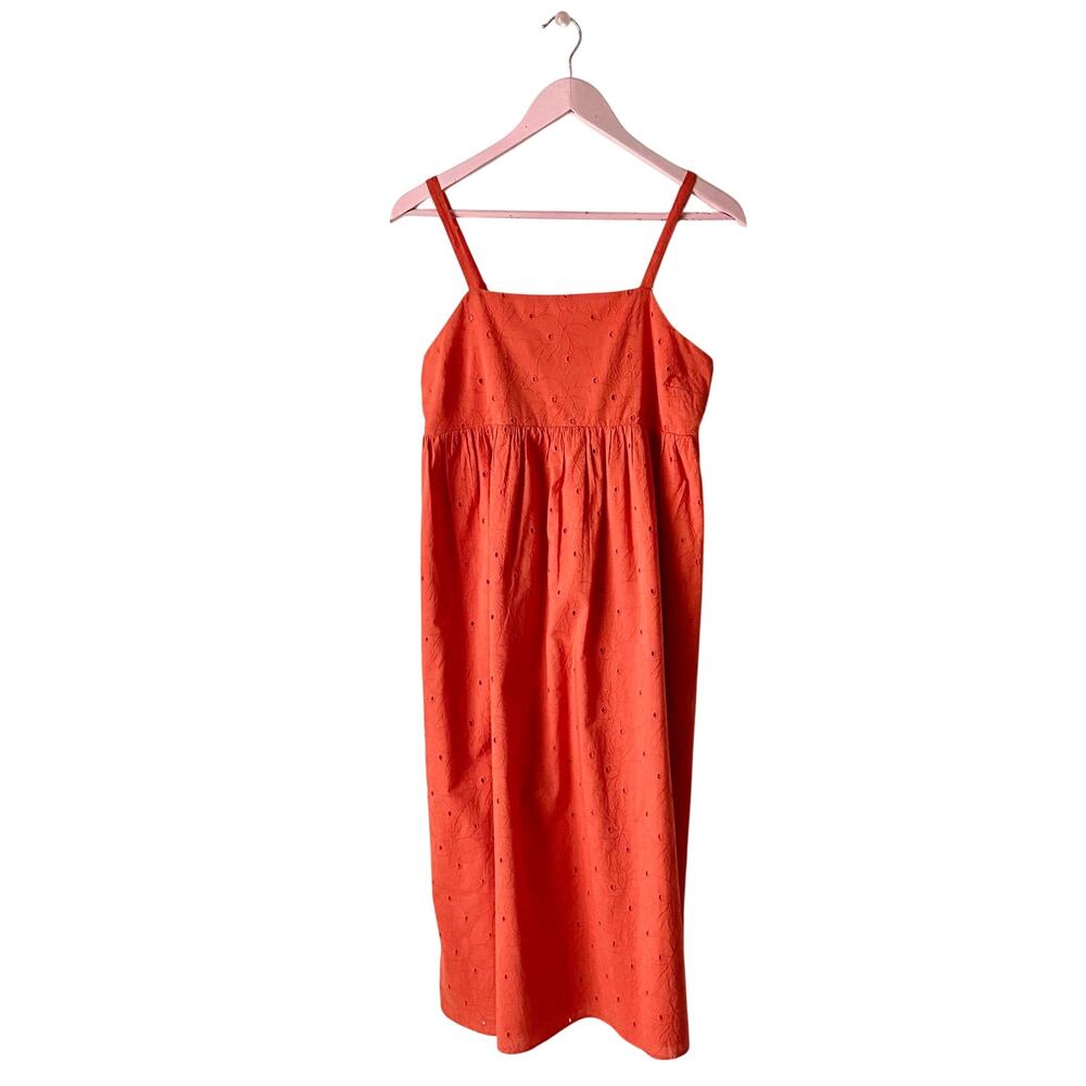 Madewell Orange Cotton Eyelet Long Dress